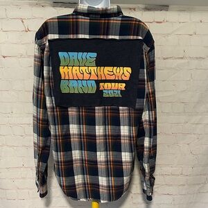 Upcycled Dave Matthews Band 2021 Tour Tee Button Down Shirt Sz L